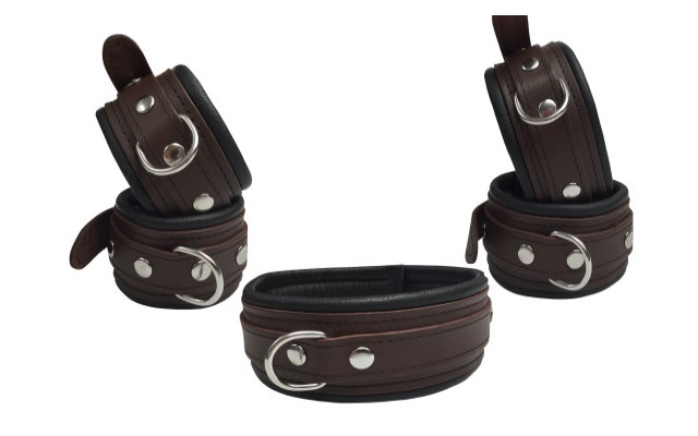 Leder Fesselset Braun schmal