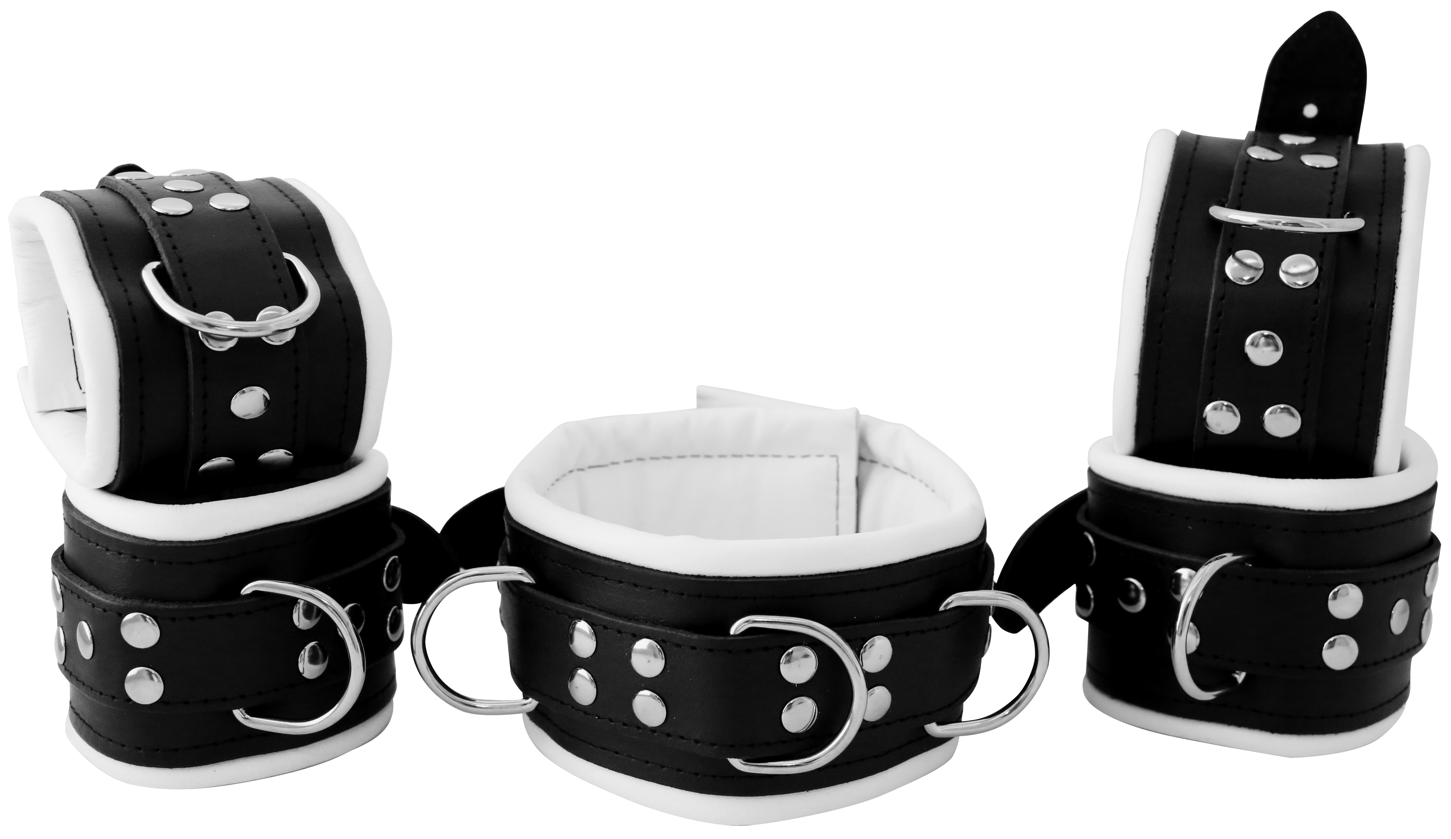 Leder Fesselset Weiß Breit