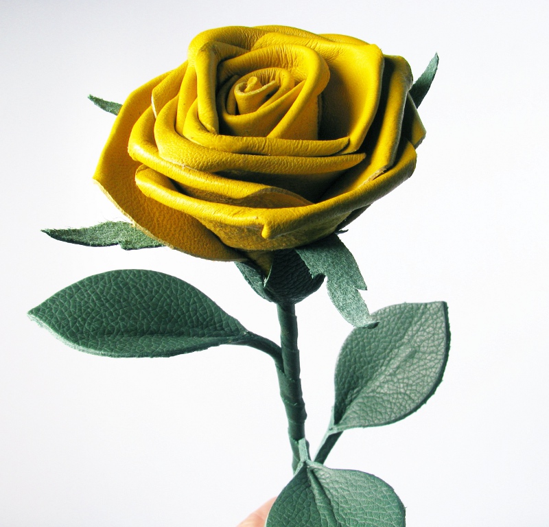 Leder Rose - Gelb