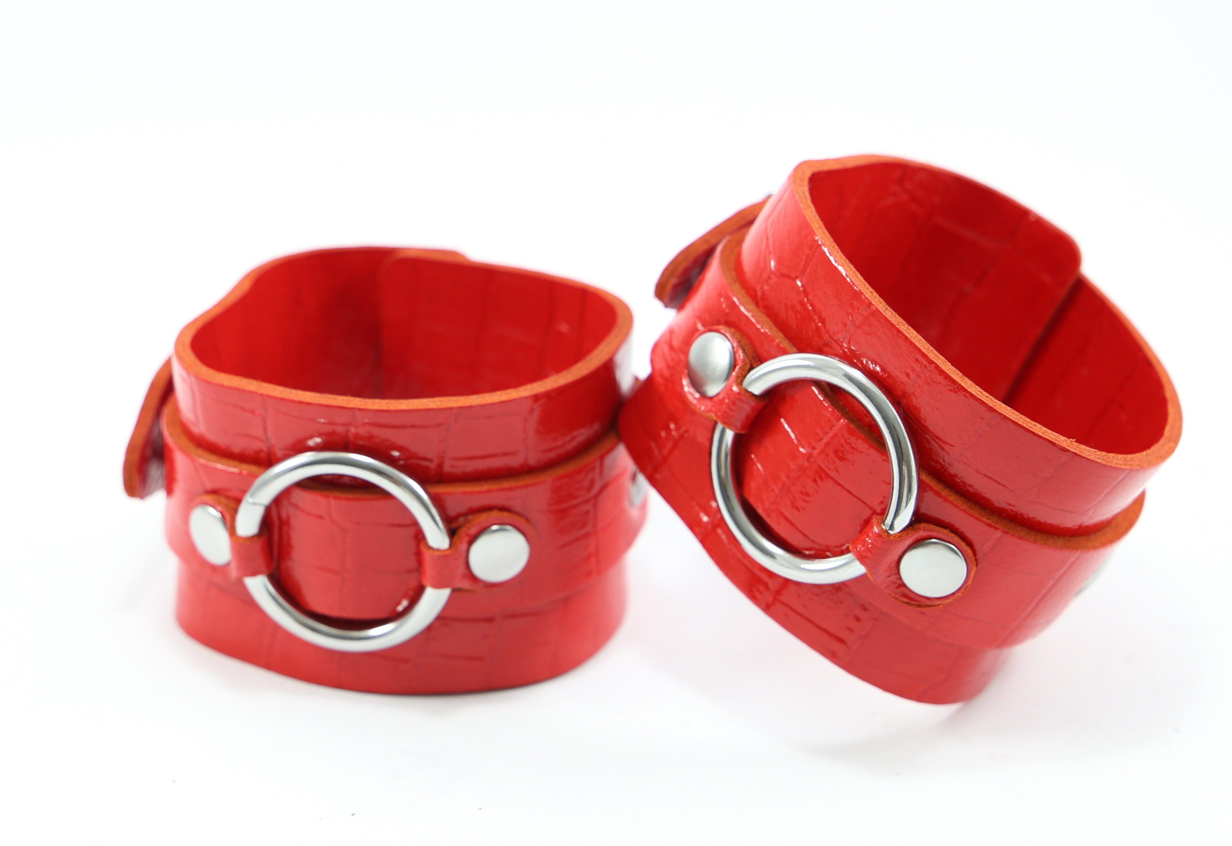 Fussfessel Lackleder Kroko Rot Breit